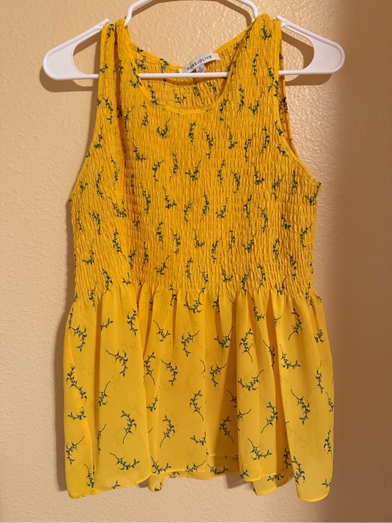 Rose & Olive Tops - Rose & Olive Yellow Floral Smocked Tank